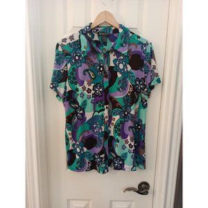 Womens International Concepts Vibrant Multicolored Stretchy Floral/Paisley 1X
